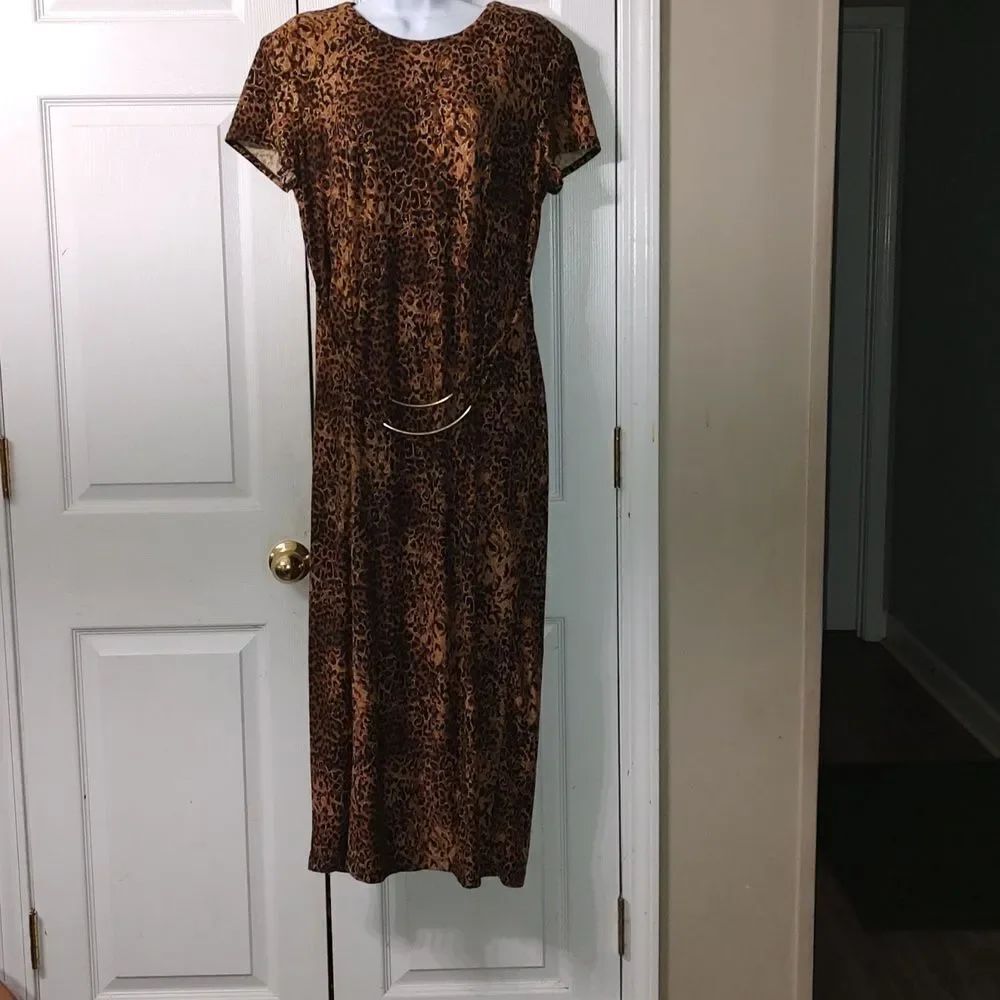 Amanda Lane vintage animal print leopard sexy night out dress Sz 14